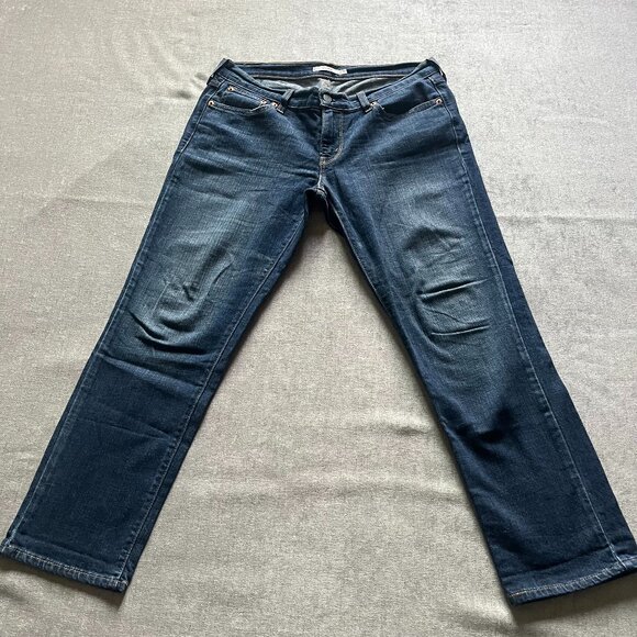 Levi's Boyfriend Jeans Women Size 29 Dark Blue Denim Wash Midrise Casual - Picture 1 of 9